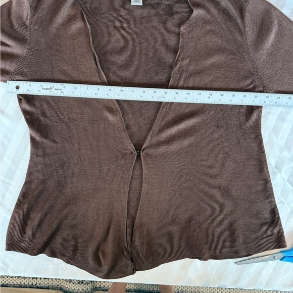 Alfani Chocolate 💯 % Silk Open Front Sweater - Picture 6 of 12
